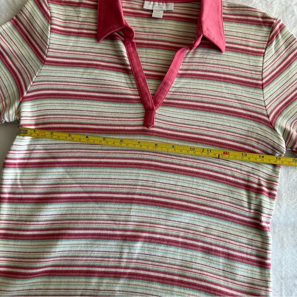 Pink Stripped Collared Polo Top - Picture 4 of 5